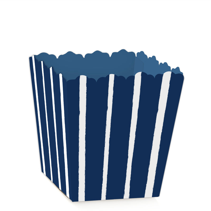 Navy Stripes - Party Mini Favor Boxes - Simple Party Treat Candy Boxes - Set of 12