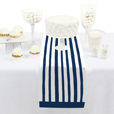 Navy Stripes - Petite Simple Party Paper Table Runner - 12 x 60 inches