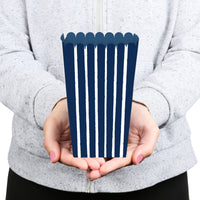 Navy Stripes - Simple Party Favor Popcorn Treat Boxes - Set of 12
