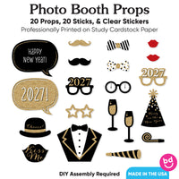 New Year's Eve - Gold -  2027 New Year's Eve Party Photo Booth Props Kit - 20 Count