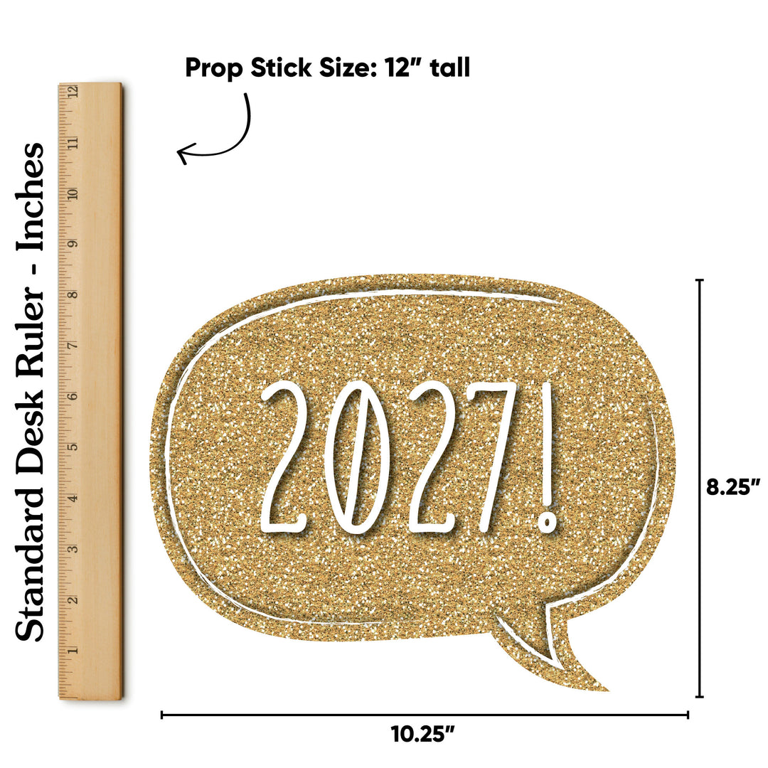 New Year's Eve - Gold -  2027 New Year's Eve Party Photo Booth Props Kit - 20 Count