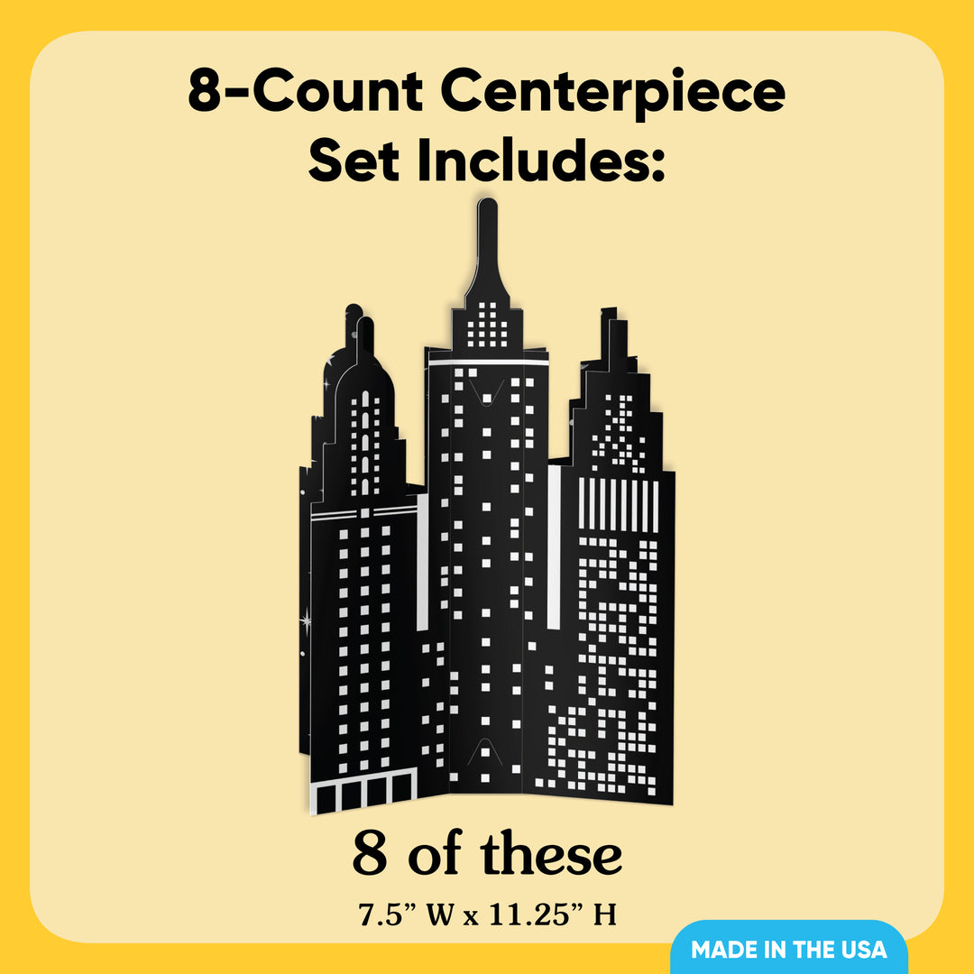 Nighttime City Skyline 3D Centerpieces - 8 Ct