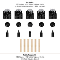 Nighttime City Skyline - New York Party Centerpiece Sticks - Table Toppers - Set of 15