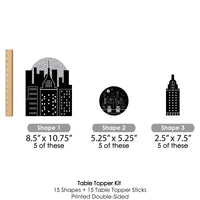 Nighttime City Skyline - New York Party Centerpiece Sticks - Table Toppers - Set of 15