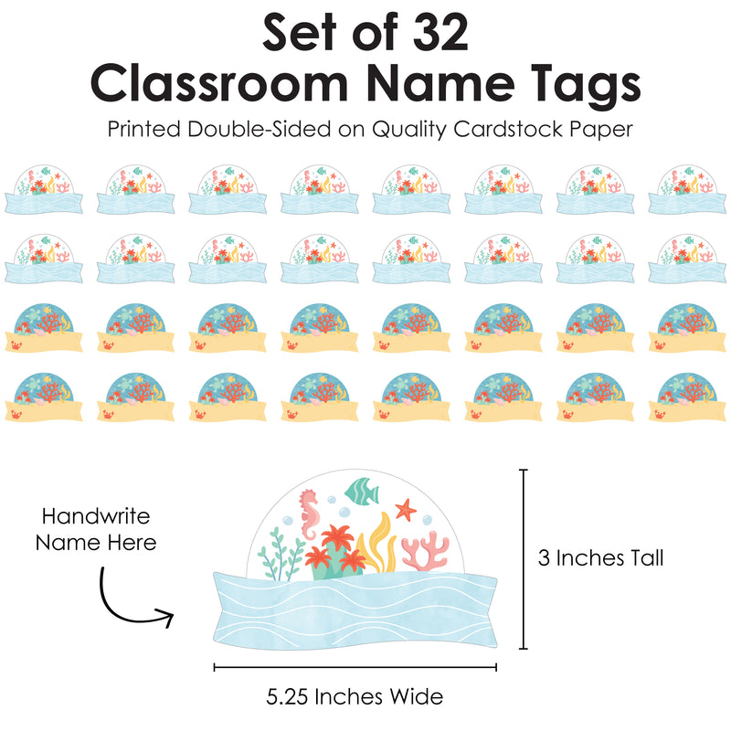 Ocean Creatures - DIY Blank Paper Desk or Locker Labels - Classroom Name Tags - Set of 32