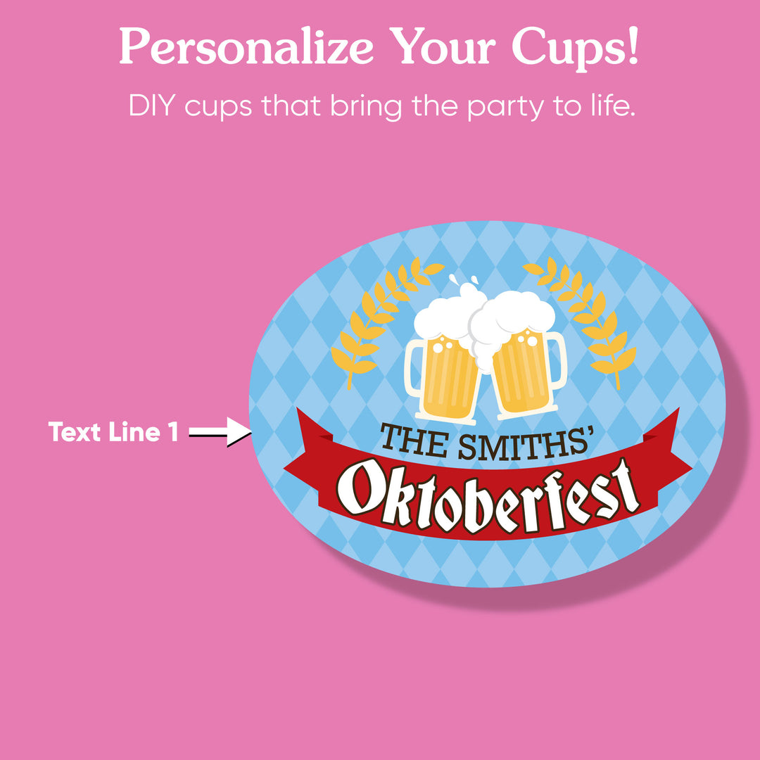 Custom Text Party Cups - Oktoberfest - 16 Ct