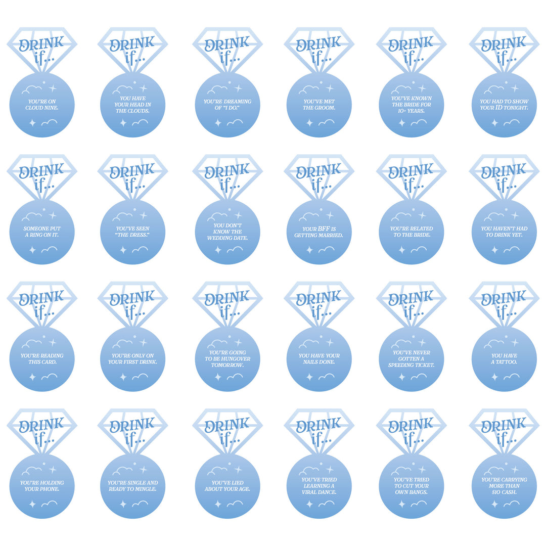 Drink If Game - On Cloud 9 - Bridal or Bachelorette Party Game - 24 Count