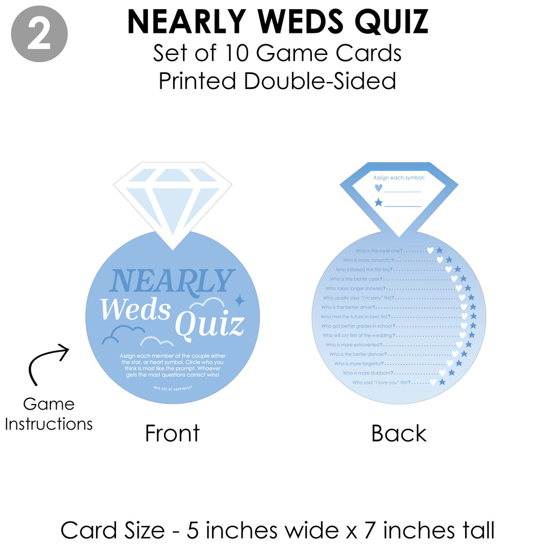 On Cloud 9 - 4 Bridal Shower Games - 10 Cards Each - Who Knows The Bride Best, Bride or Groom Quiz, Whats in Your Purse and Love - Gamerific Bundle