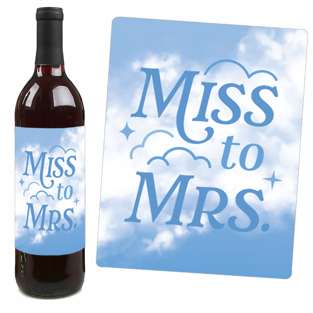 On Cloud 9 - Bridal or Bachelorette Party Decorations for Women and Men - Wine Bottle Label Stickers - Set of 4