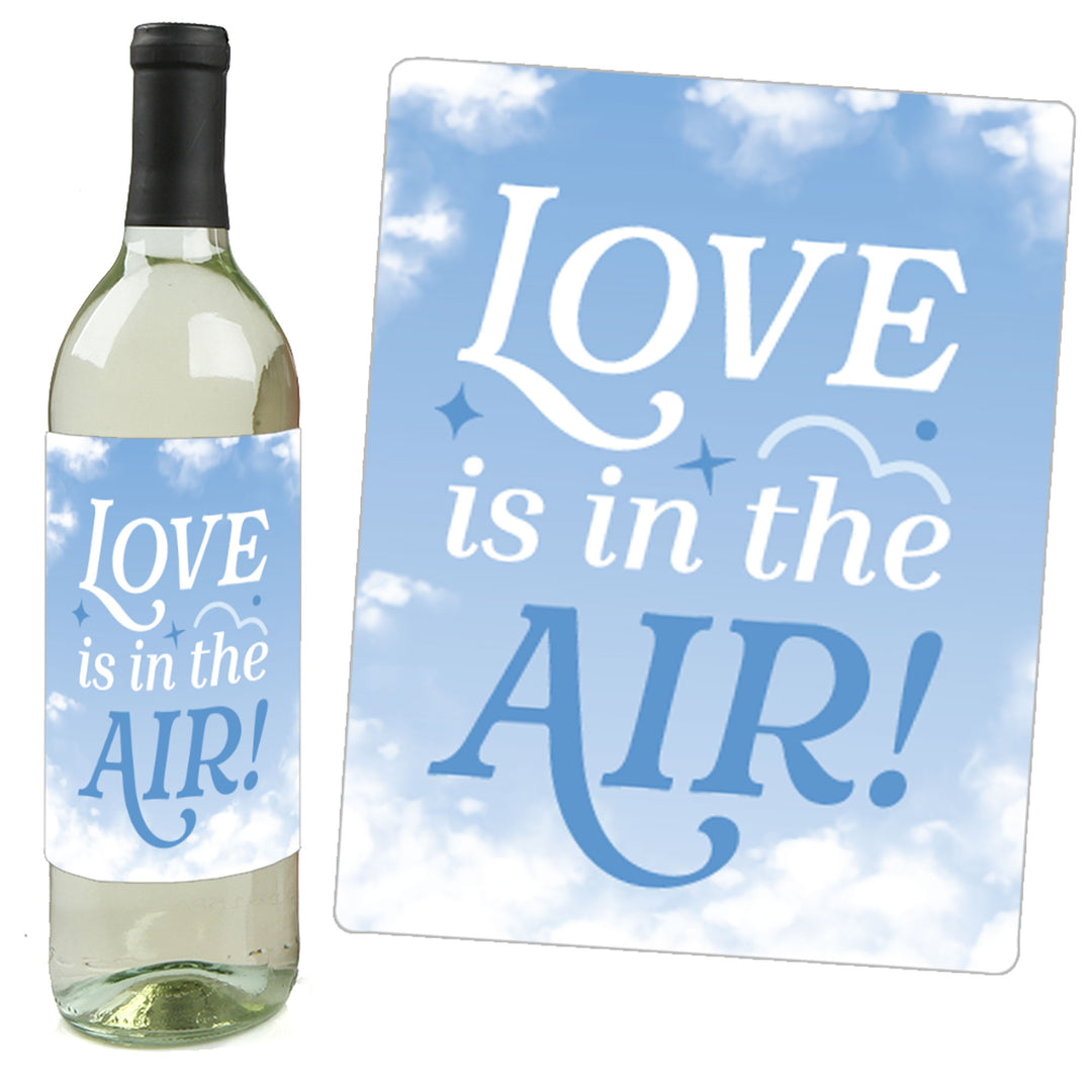 On Cloud 9 - Bridal or Bachelorette Party Decorations for Women and Men - Wine Bottle Label Stickers - Set of 4