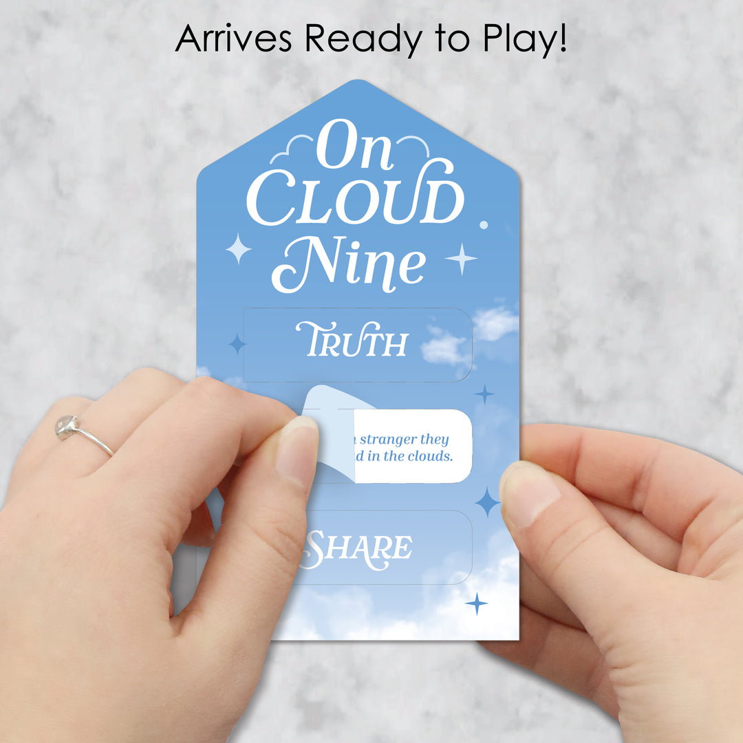 On Cloud 9 - Bridal or Bachelorette Party Game Pickle Cards - Truth, Dare, Share Pull Tabs - Set of 12