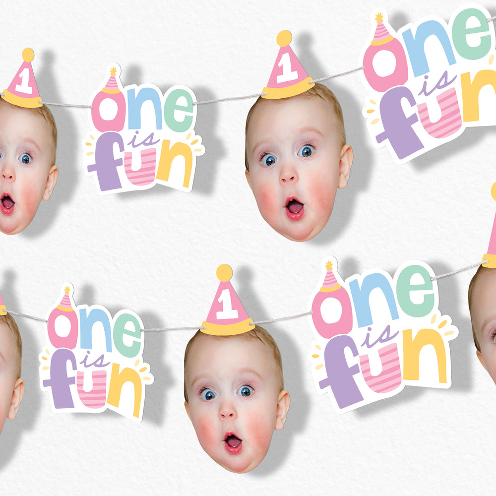 Custom Face Garland Banner - One is Fun