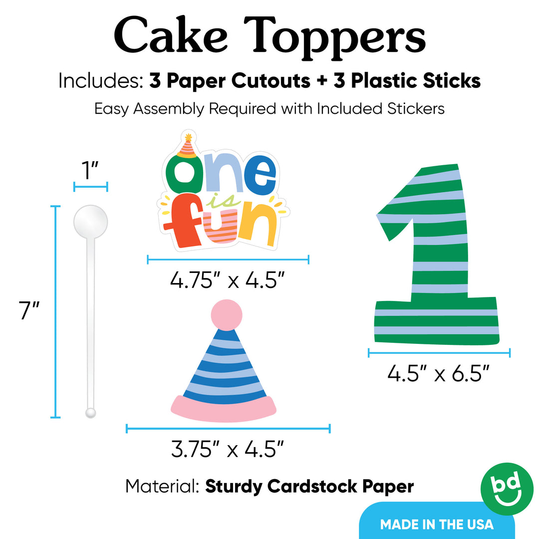 One is Fun Cake Topper - 3 Pc