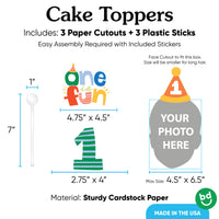 Custom Face One is Fun Cake Topper - 3 Pc