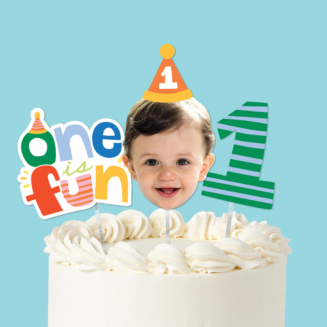 Custom Face One is Fun Cake Topper - 3 Pc