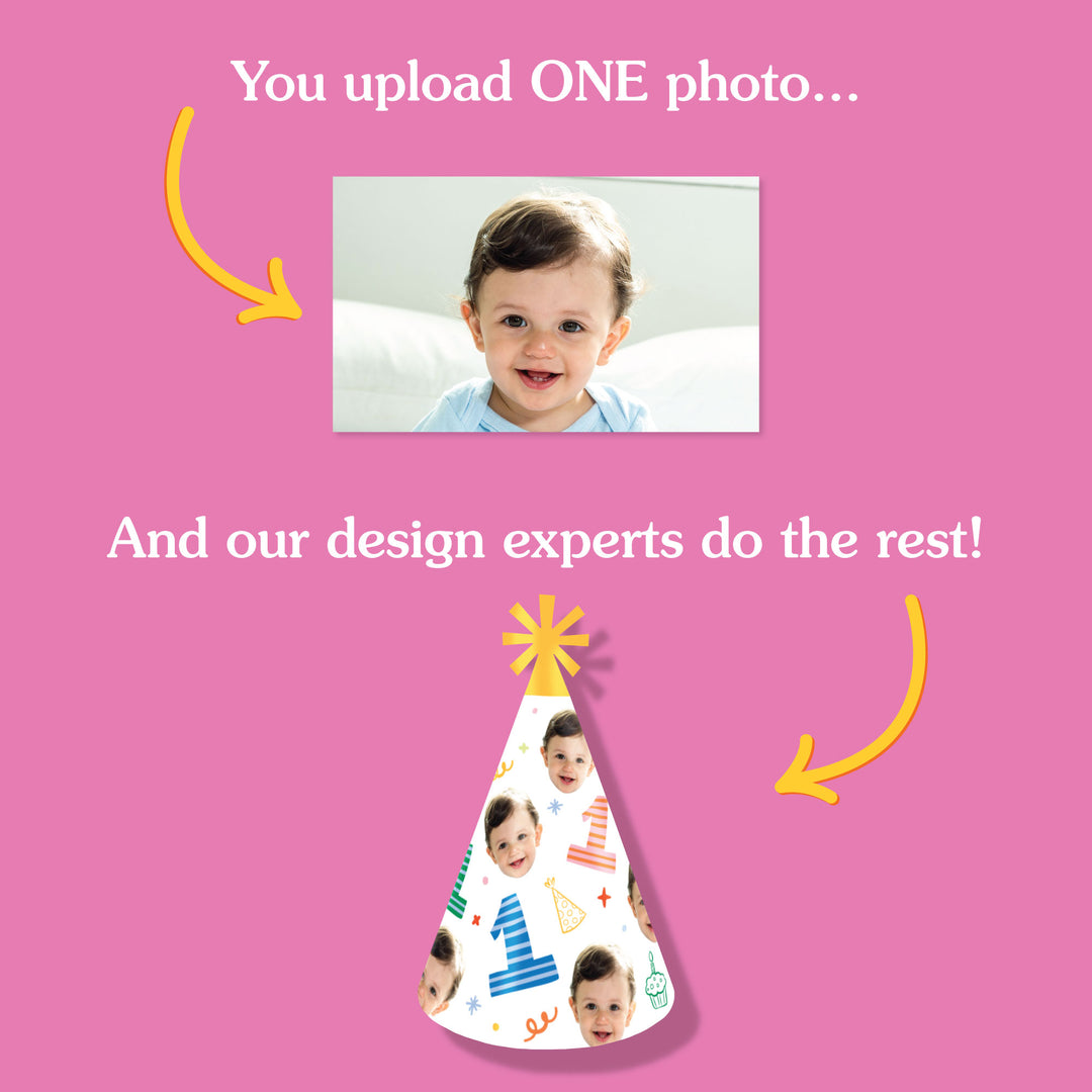 Custom Face One is Fun Cone Hats - 8 Ct