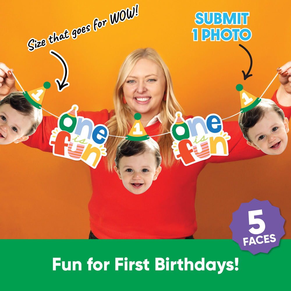Custom Face Garland Banner - One is Fun