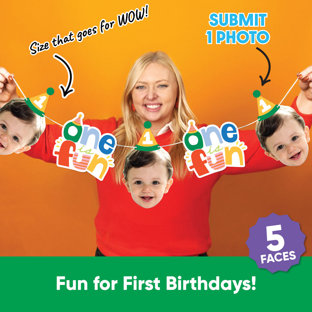 Custom Face Garland Banner - One is Fun