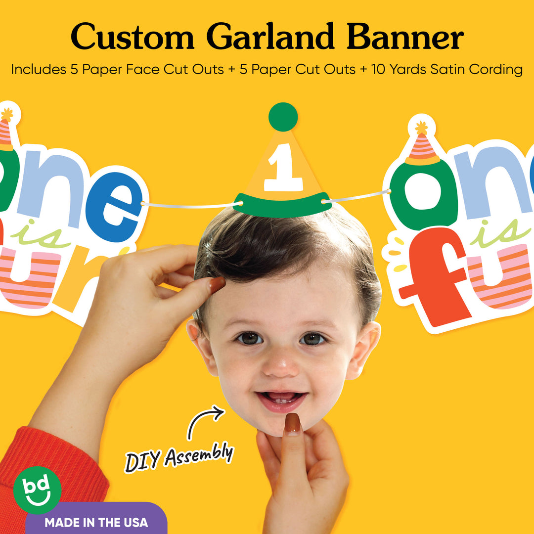 Custom Face Garland Banner - One is Fun