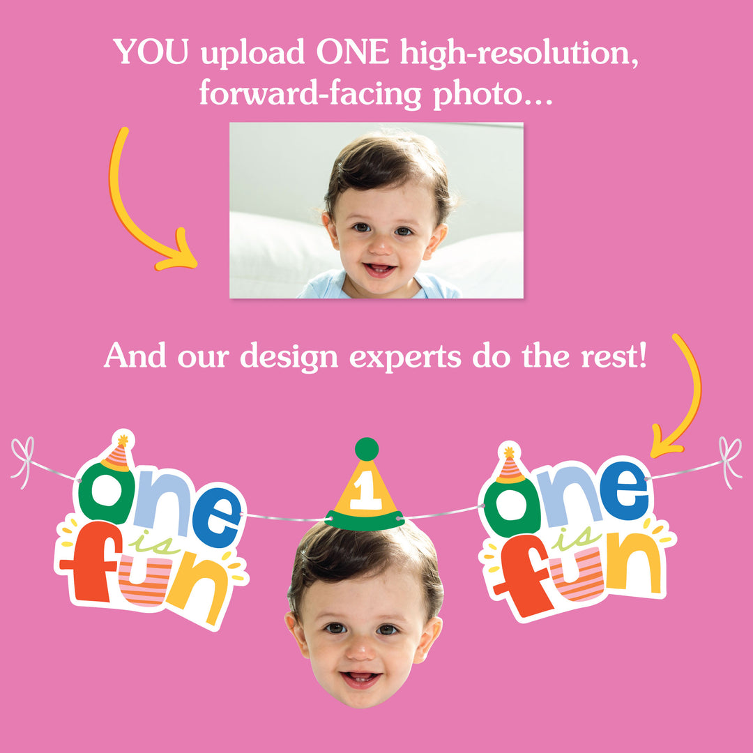 Custom Face Garland Banner - One is Fun