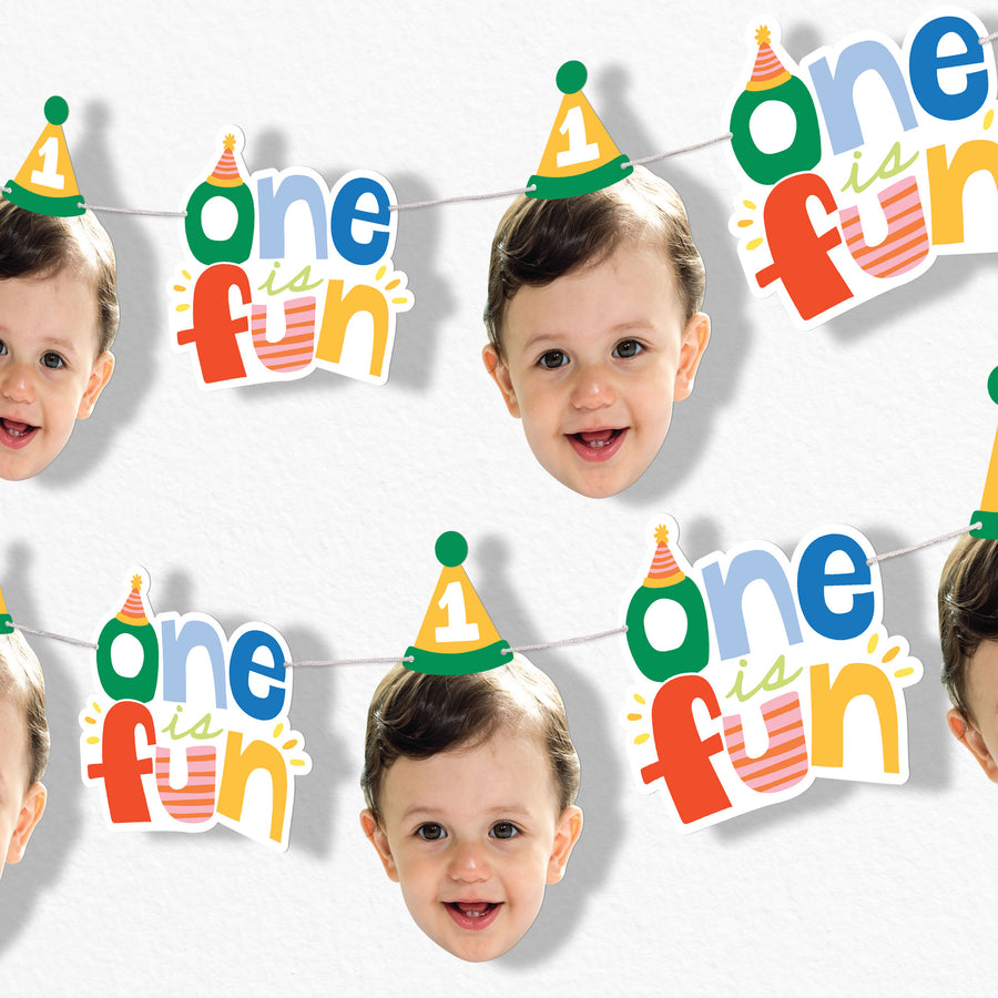 Custom Face Garland Banner - One is Fun