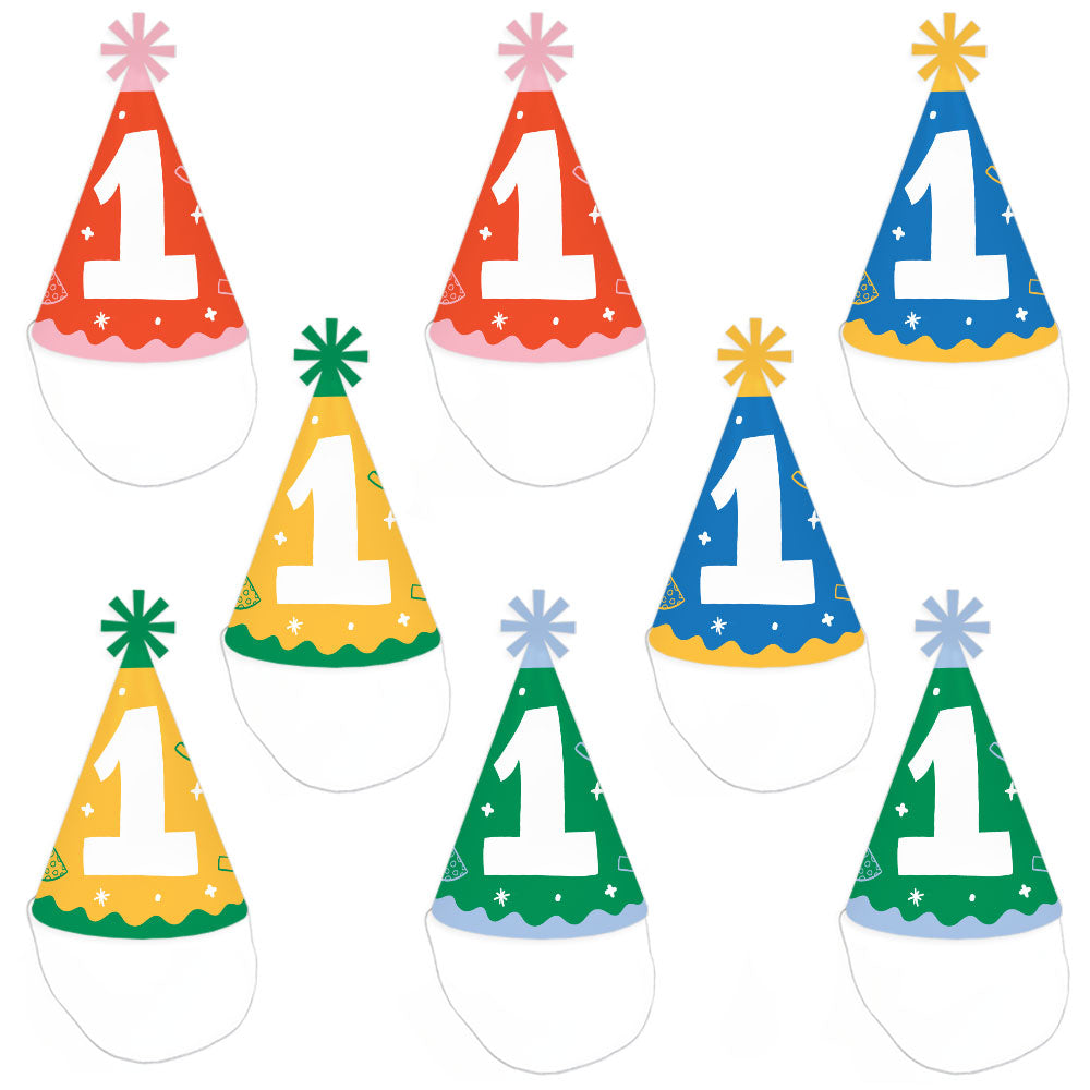 One is Fun Cone Party Hats - Set of 8 (Standard Size)