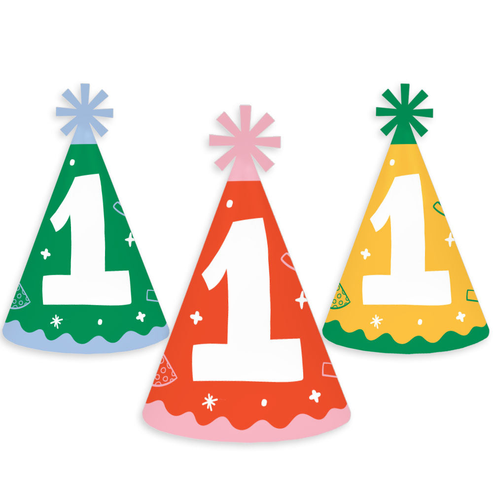 One is Fun Cone Party Hats - Set of 8 (Standard Size)