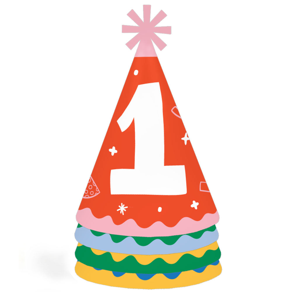 One is Fun Cone Party Hats - Set of 8 (Standard Size)