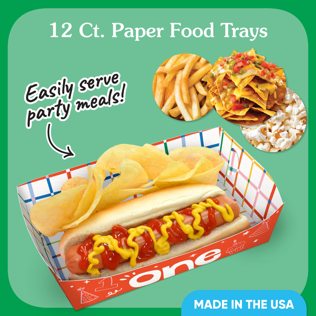 One is Fun Paper Food Trays - 12 Ct