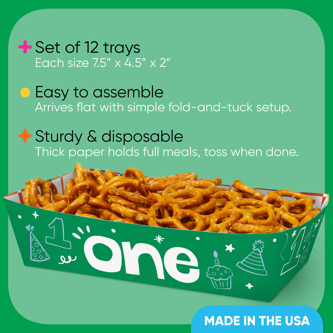 One is Fun Paper Food Trays - 12 Ct