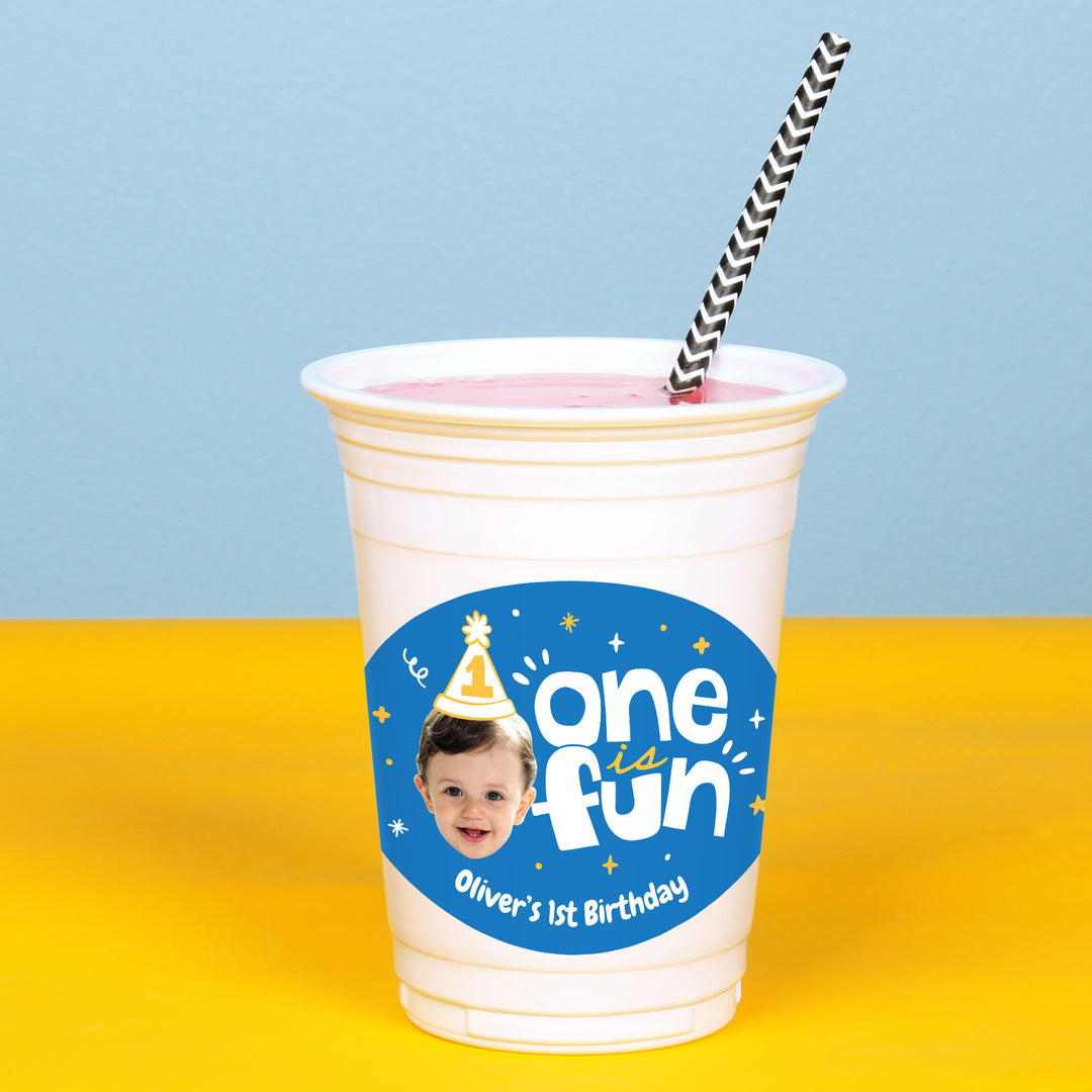 Custom Face Party Cups - One is Fun - 16 Ct