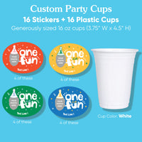 Custom Face Party Cups - One is Fun - 16 Ct