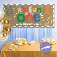 Custom Text One is Fun Kraft Banner