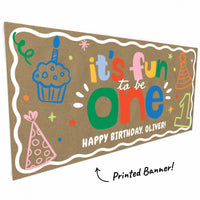 Custom Text One is Fun Kraft Banner