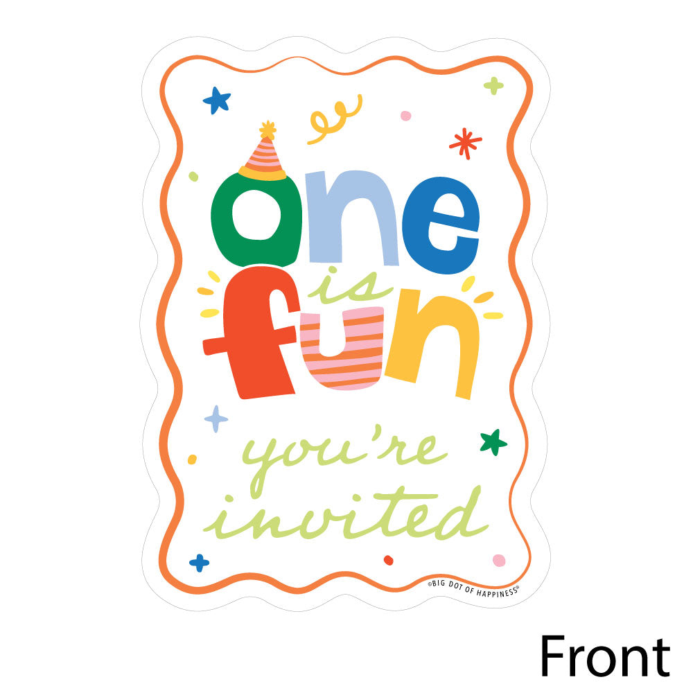 One is Fun Shaped Fill-In Invitations - 12 Ct
