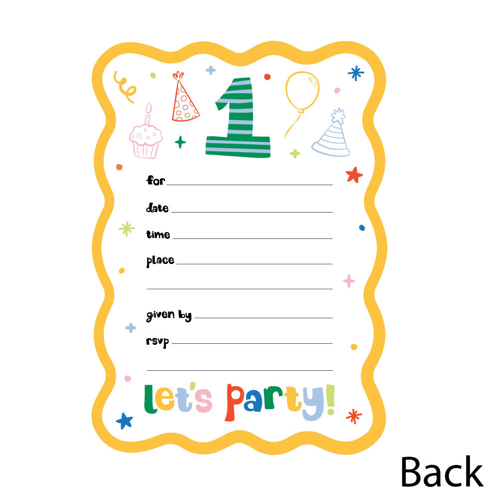 One is Fun Shaped Fill-In Invitations - 12 Ct
