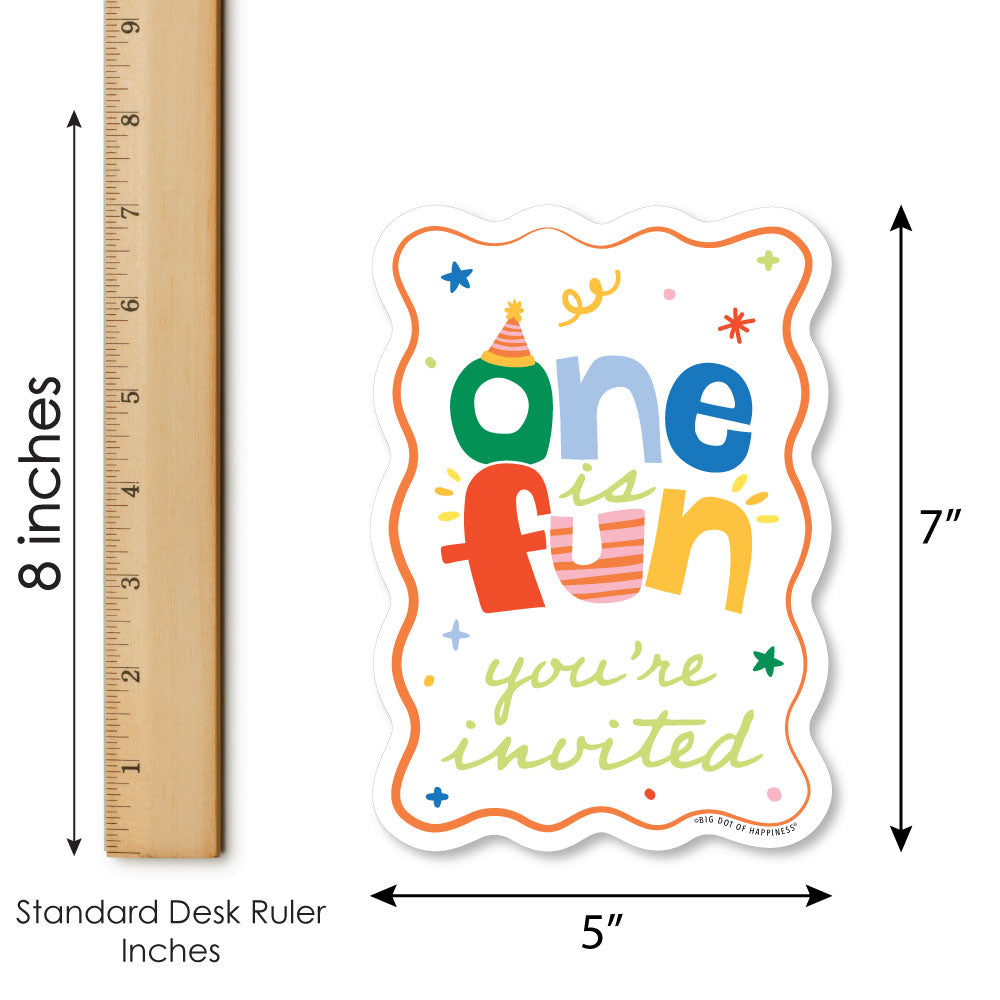 One is Fun Shaped Fill-In Invitations - 12 Ct