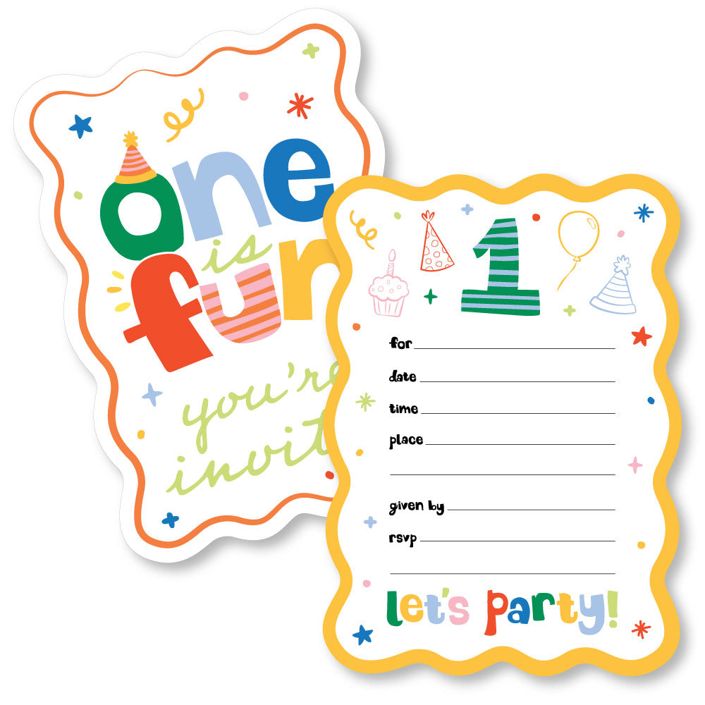 One is Fun Shaped Fill-In Invitations - 12 Ct