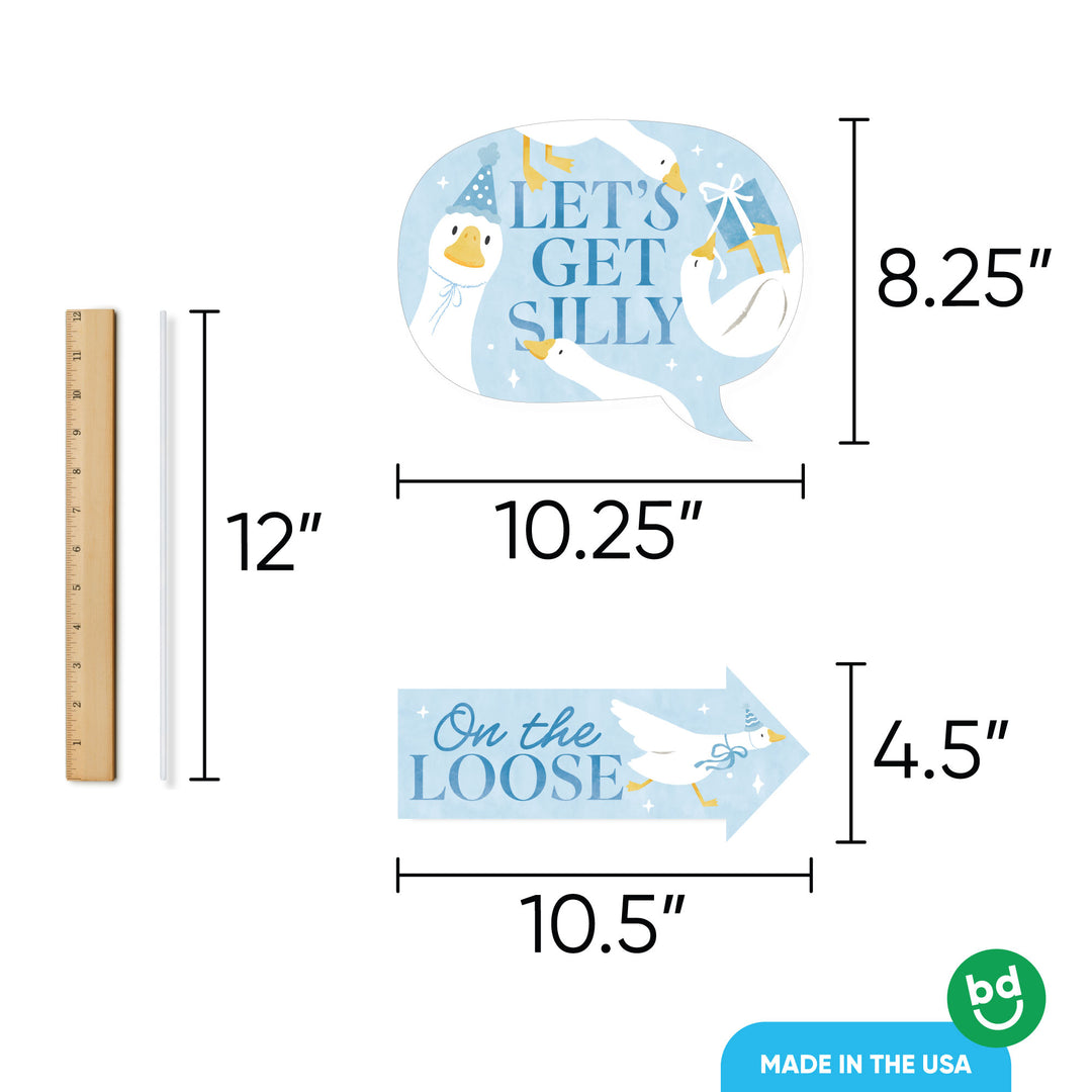 One Silly Goose photo prop detail with included sticks and adhesives