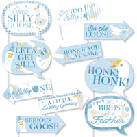 One Silly Goose photo booth props kit with 10 funny goose designs