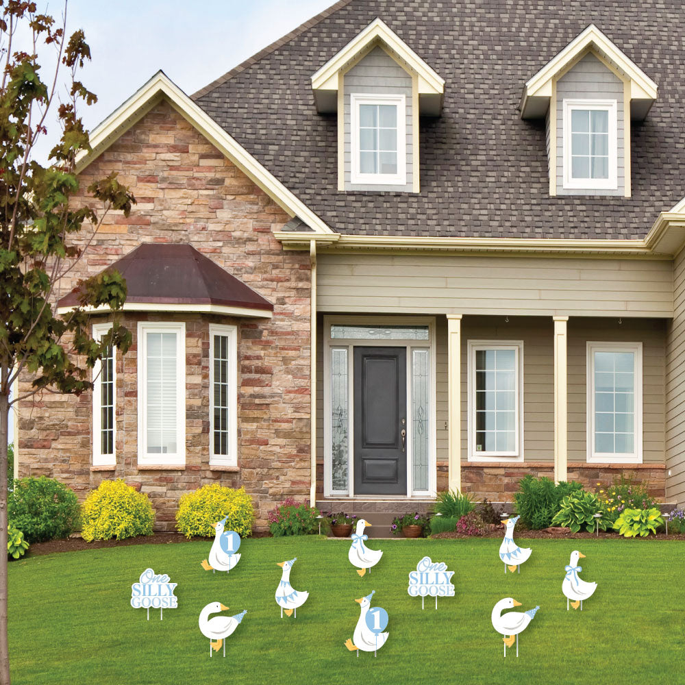 One Silly Goose Blue Yard Signs - 10 Ct