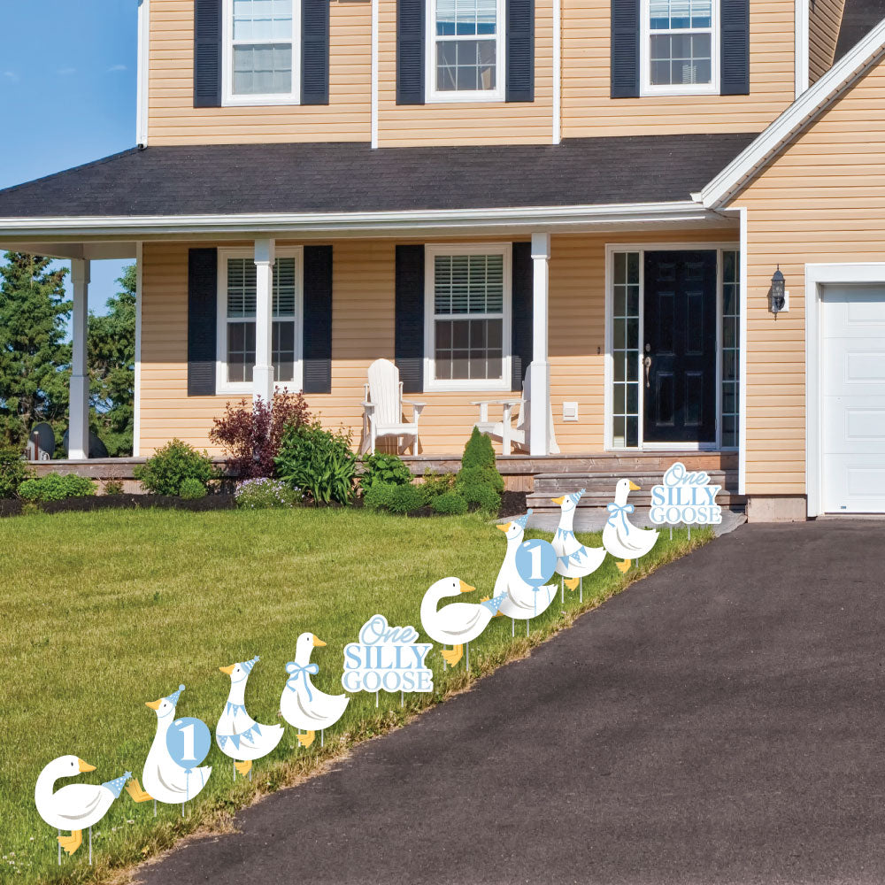 One Silly Goose Blue Yard Signs - 10 Ct