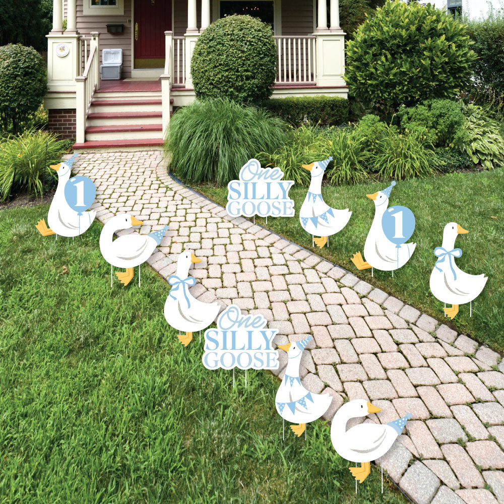 One Silly Goose Blue Yard Signs - 10 Ct