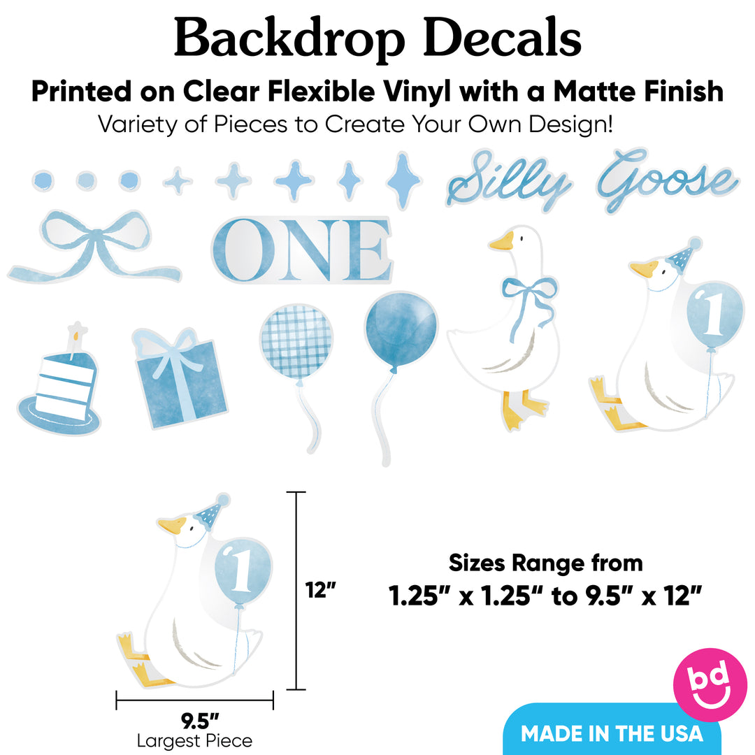 Blue One Silly Goose Backdrop Decals