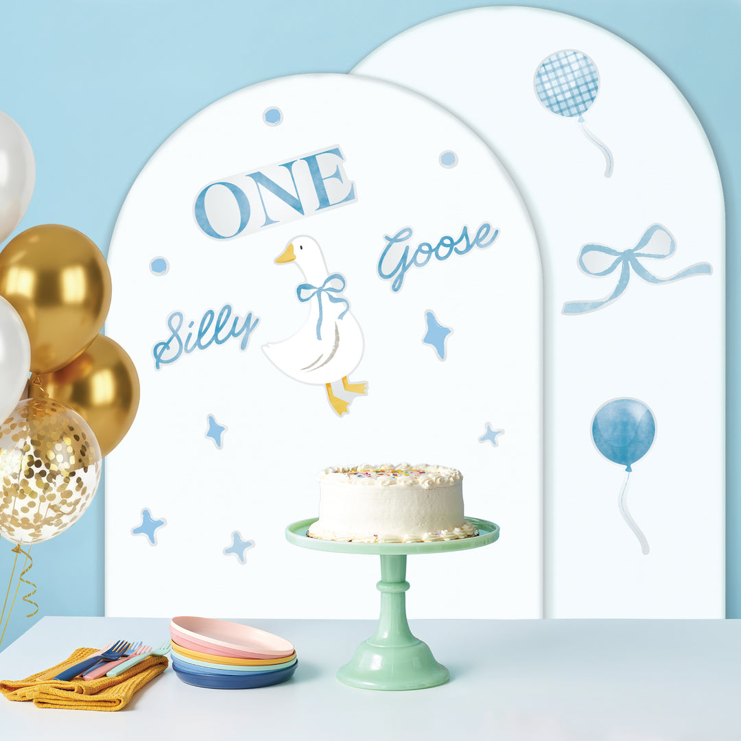 Blue One Silly Goose Backdrop Decals