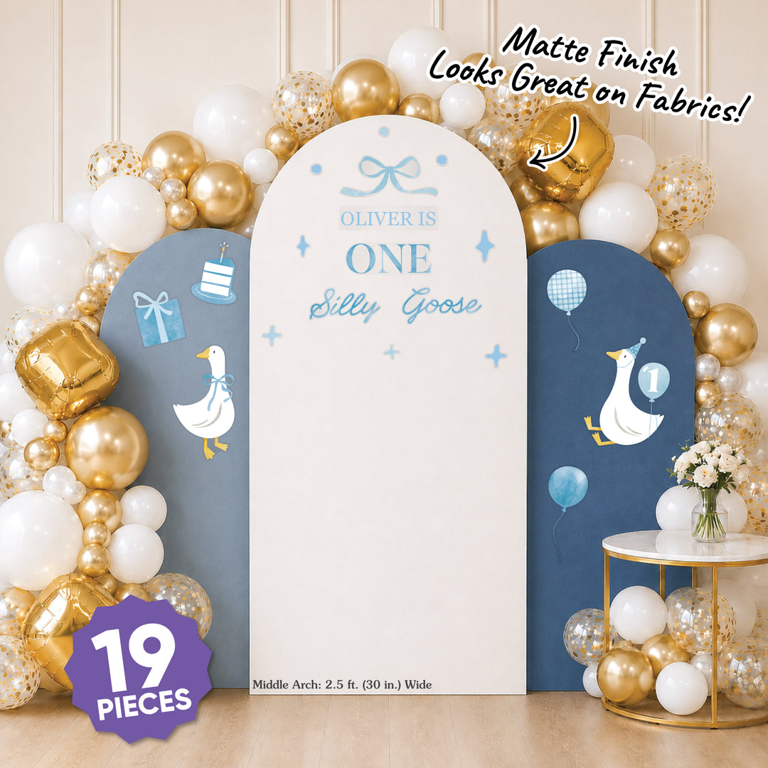 Custom Text Blue One Silly Goose Backdrop Decals