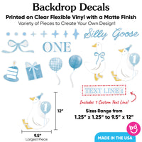 Custom Text Blue One Silly Goose Backdrop Decals