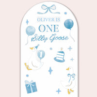 Custom Text Blue One Silly Goose Backdrop Decals
