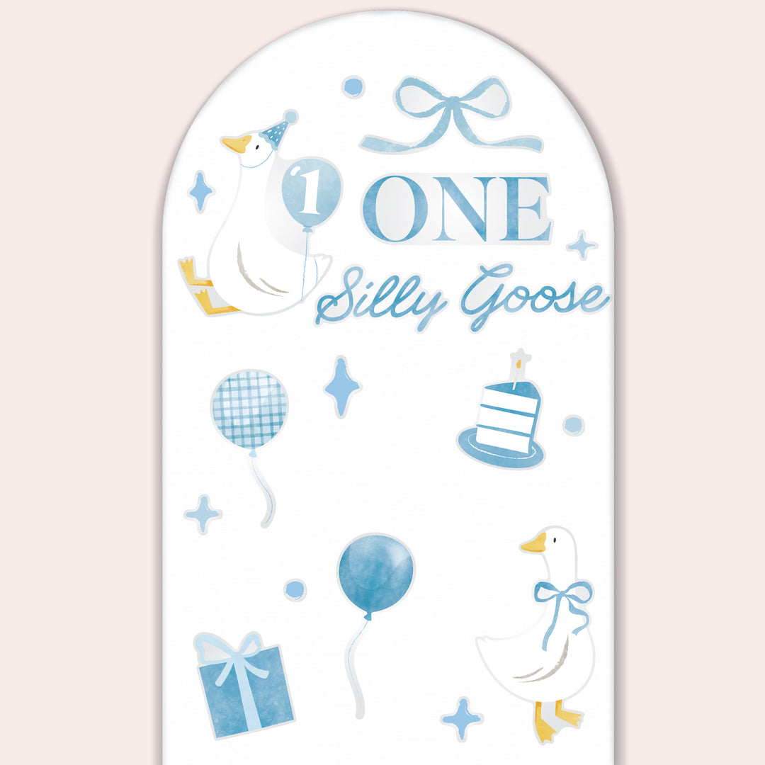 Blue One Silly Goose Backdrop Decals
