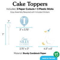 3 count goose first birthday cake topper set
